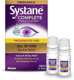 Systane Complete Preservative-Free Eye Drops For dryness, All-In-One Drops For All Types Of Dry, Multi-Symptom dryness Relief, Relief from Extended Screen Time – 2 x 10mL