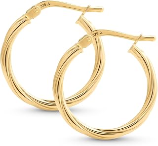 Amberta Allure Women 9ct Gold Twisted Hoop Earrings