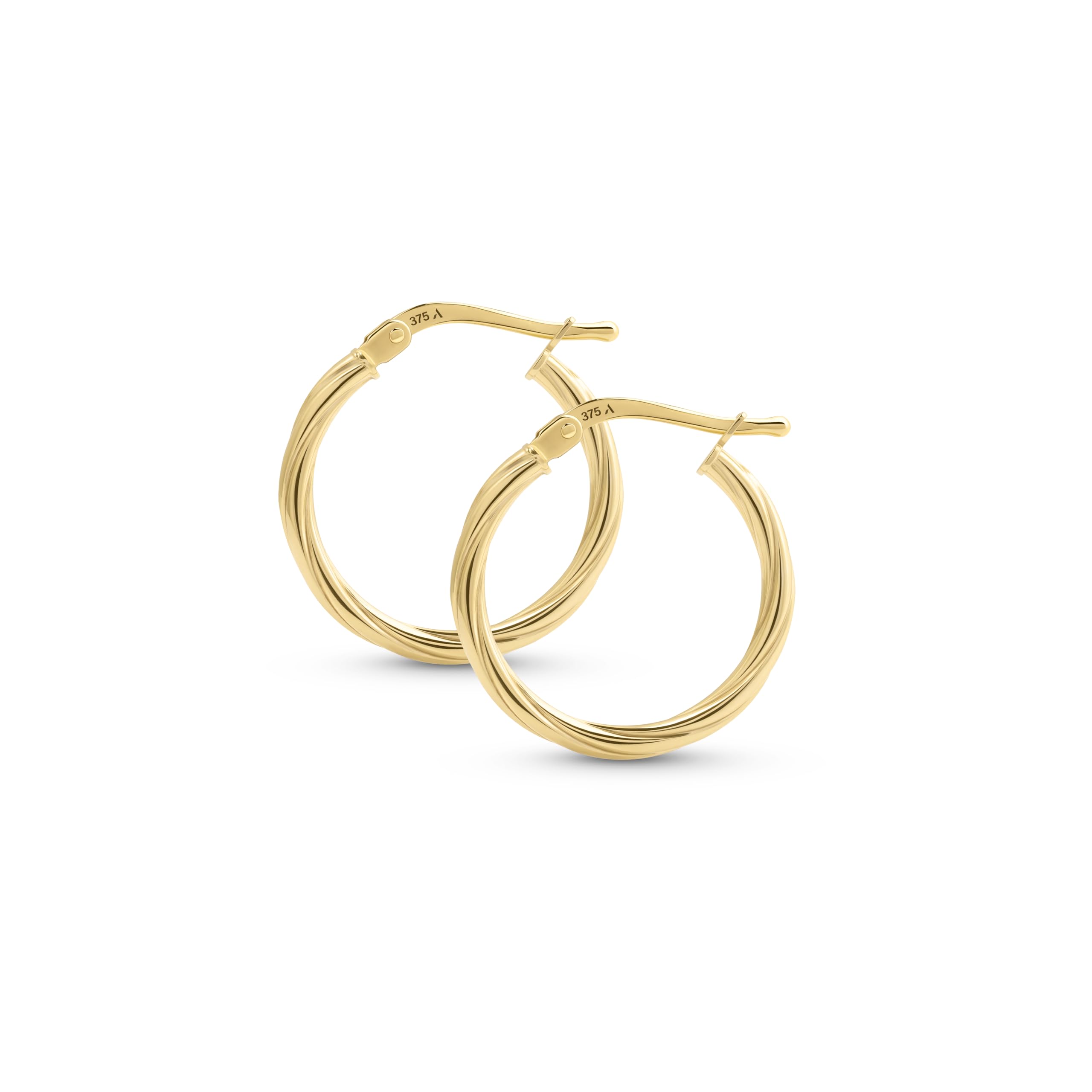 Amberta Allure Women 9ct Gold Twisted Hoop Earrings