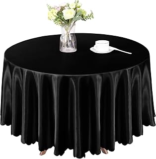 Homiest 84 Inch / 7ft Satin Round Tablecloth, Black Table Cover