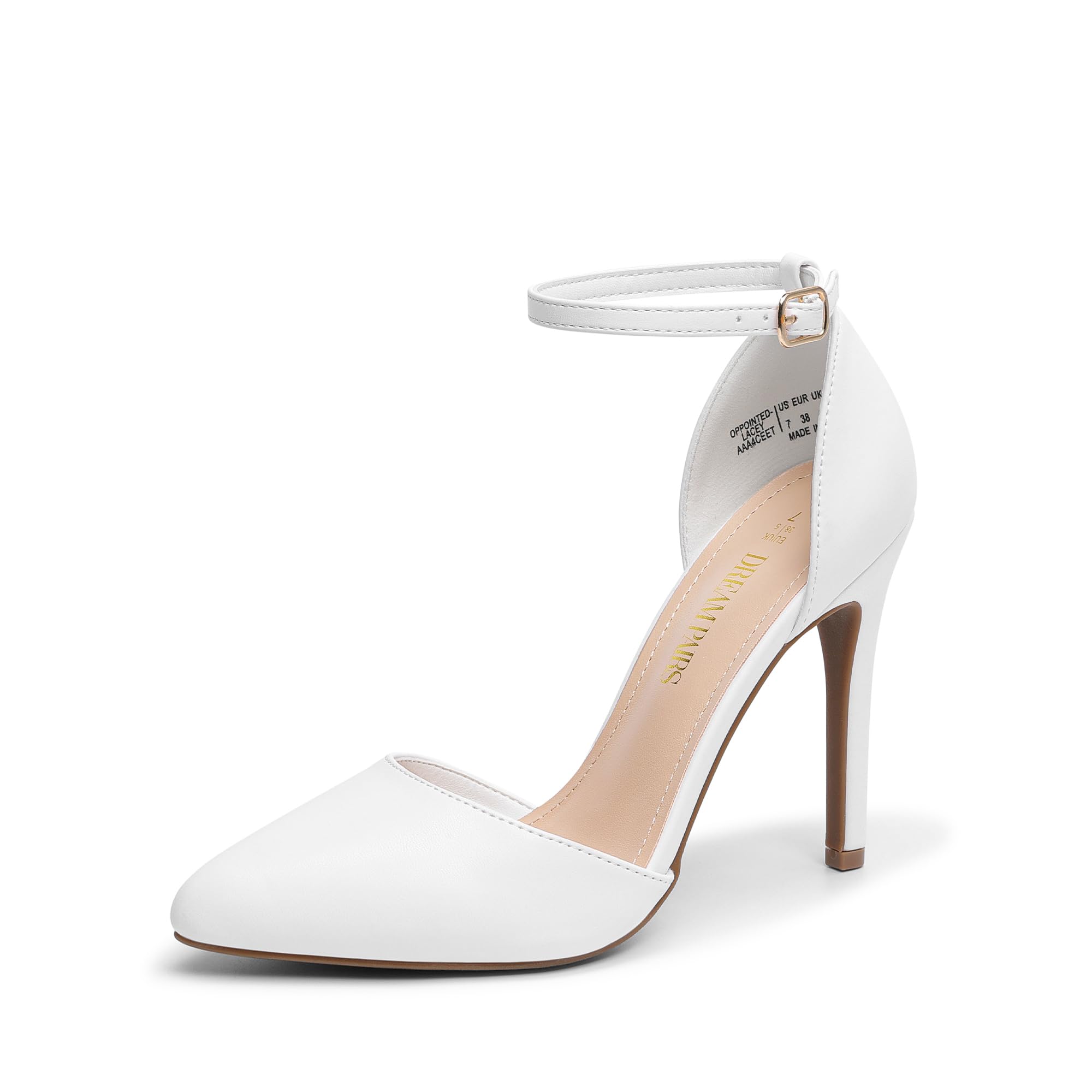 DREAM PAIRS Women's Pointed Toe Ankle Strap High Heel Pumps Wedding Shoes