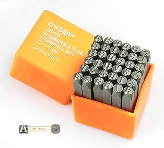 OWDEN Professional 36Pcs. Steel Metal Stamping Tool Set, 3mm (1/8") | Steel Number and Letter Punch Set,Alloy Steel Made HRC 58-62 for Jewelry Craft Stamping.