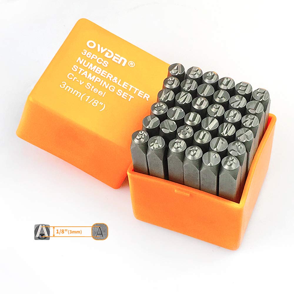 OWDEN Professional 36Pcs. Steel Metal Stamping Tool Set, 3mm (1/8") | Steel Numb