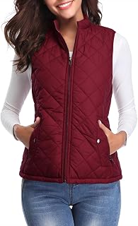 fuinloth Women's Quilted Gilet, Body Warmer Padded Outdoor Sleeveless Vest