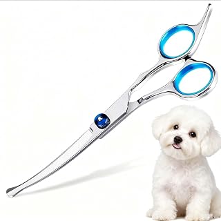Dog Grooming Scissors Curved Scissors Set - Rounded Tip Grooming Scissors for Professional Pet Grooming - Safe for Dogs, Cats, Graffiti Face Paws, Frosted, Perfect for Home Use
