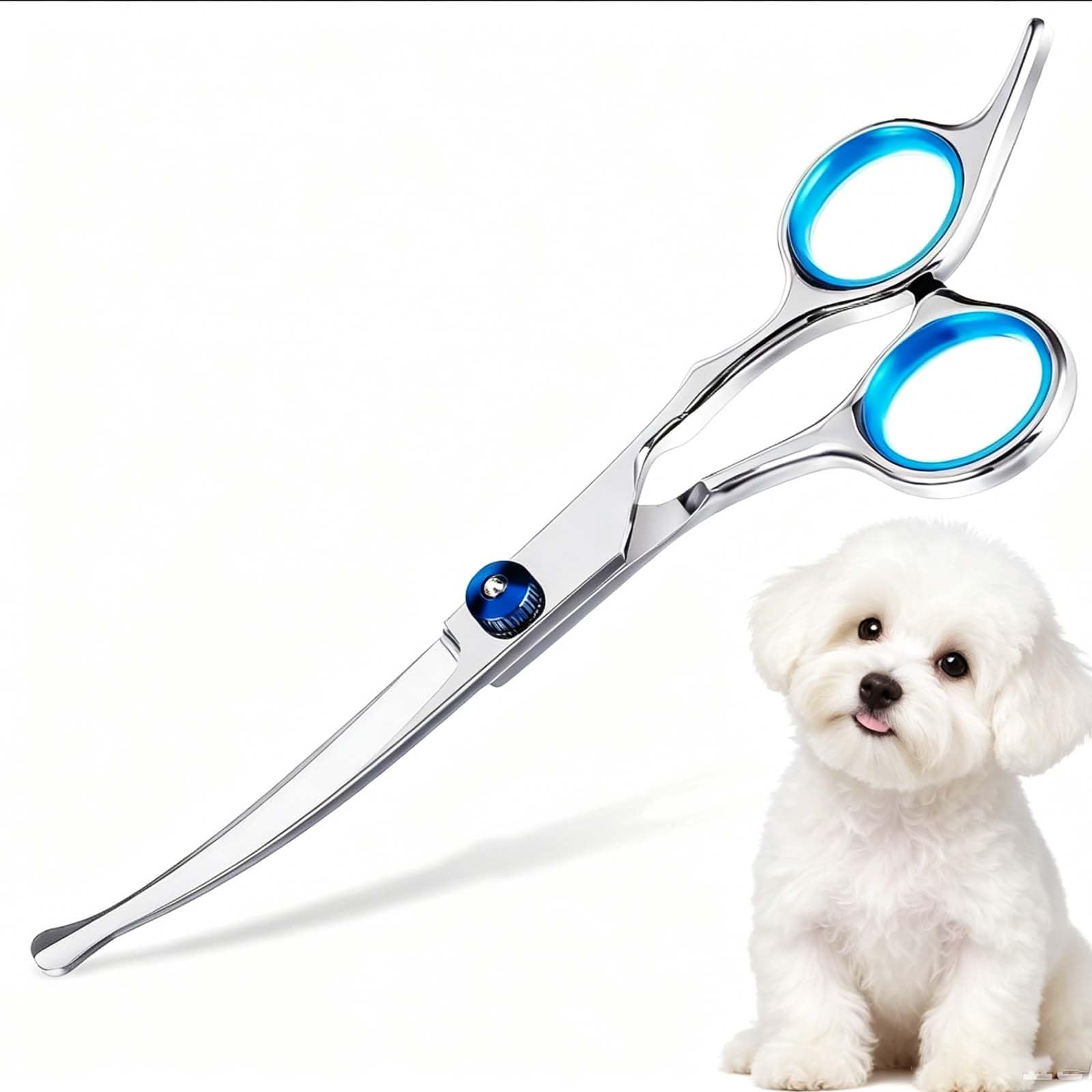 Dog Grooming Scissors Curved Scissors Set - Rounded Tip Grooming Scissors for Pr