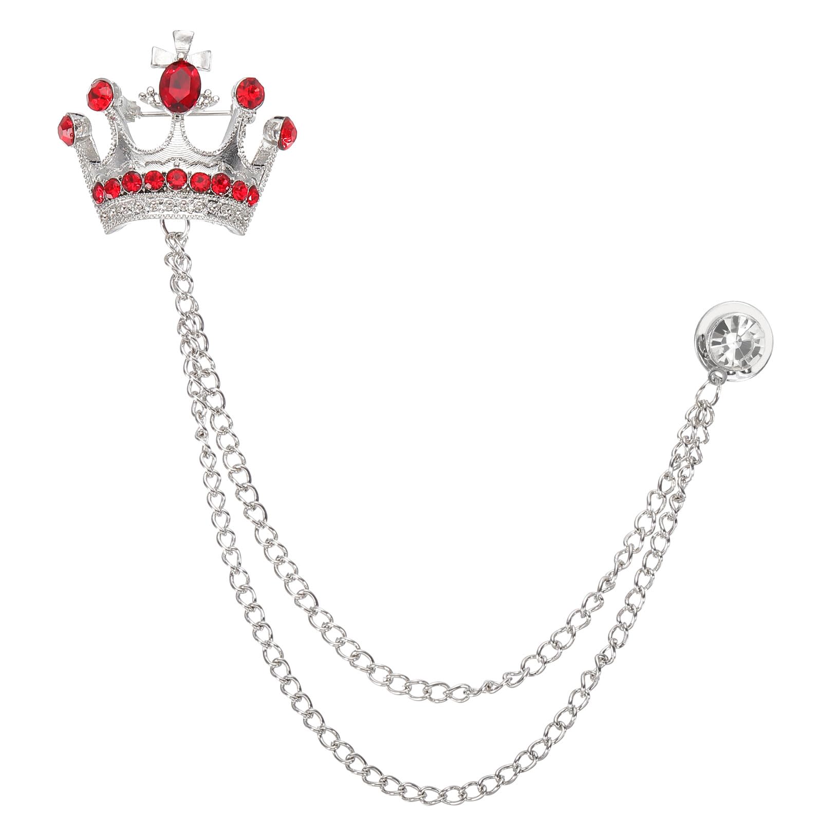 Generic Crown Hanging Chain Brooch Pin Rhinestone Suit Pin Fashion Crystal Lapel