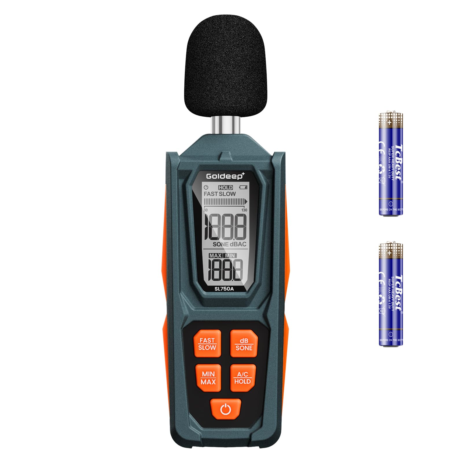 Decibel Meter, Goldeep Sound Level Meter, Portable SPL Tester-Bright Orange | Ra