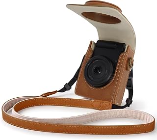 Rieibi Camera Case for Sony ZV1F/ZV1/Ricoh GR IV/IIIx/Ricoh III/Fujifilm X-Half/X-HF1/Panasonic LX9 LX10 LX15/Canon G7X III / G7X II / SX740 HS- Camera Bag with Strap - Brown (Retro)