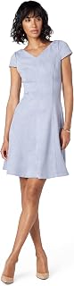 Calvin Klein Womens Cap Sleeve V-Neck Suede A-line Knee Length DressDress