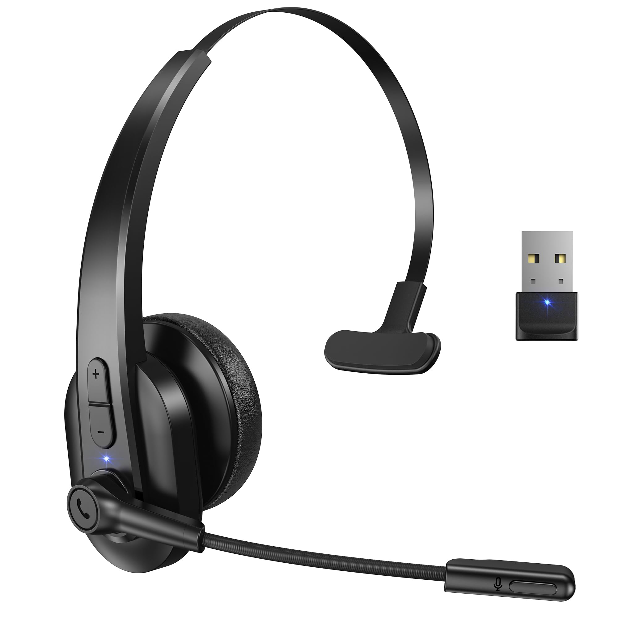 Sarevile Bluetooth Headset with USB Dongle for Computer, Single-Ear Wireless Hea