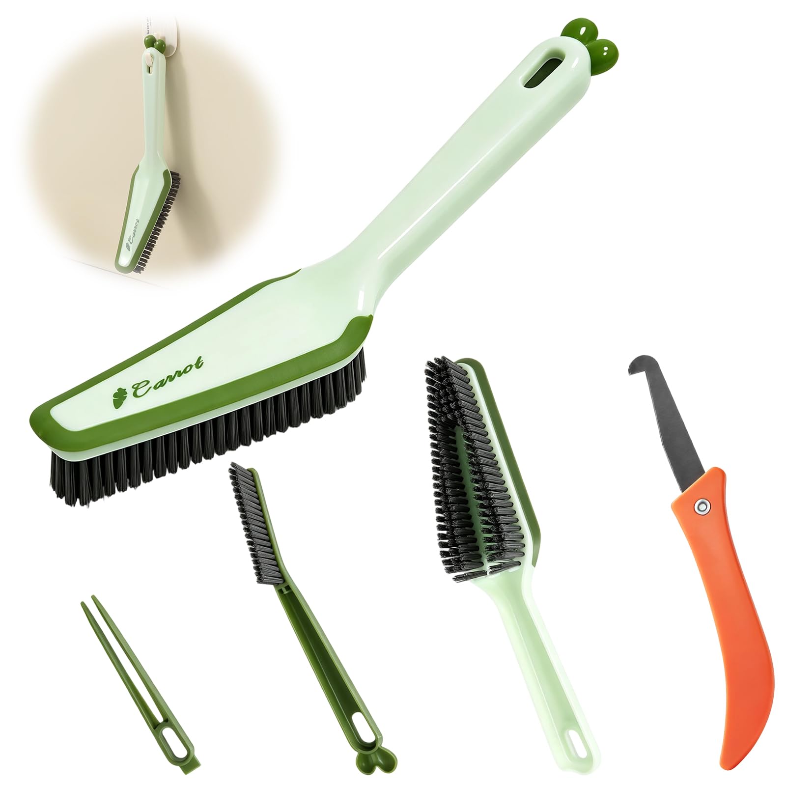 4-in-1 Bathroom Cleaning Brush,Scrubbing Brush,Hard Bristle Brushes Green