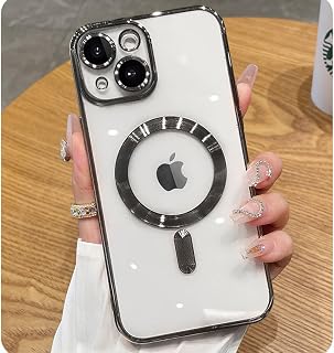 Clear Case for iPhone 14 Magnetic Case Compatible with MagSafe Built-in Camera Lens Protector Soft Slim Shockproof Phone Case Cover for iPhone 14 6.1" - Black