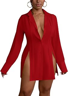 LYANER Women's Collared Deep V Neck Sexy Tops