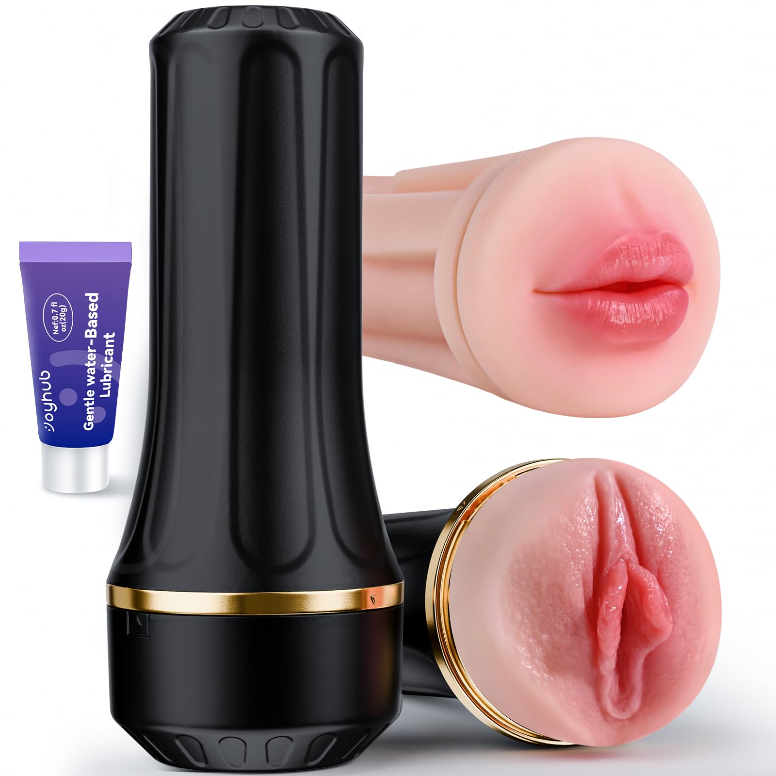 EINSEO Male Masturbator with Dual Sleeves - 7.5in Pocket Pussy & Mouth Textured 
