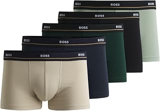 BOSS Men's Trunk 5P Essential Five Pack Stretch Cotton Short Leg Boxer Shorts with Logos on Waistband