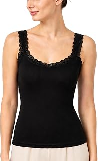 Women’s Ribbed Knit Lace Trim Tank Top – Lightweight Layering and Lounge Sleeveless Top