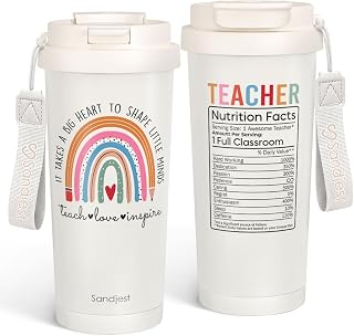 Teachers Stainless Steel 2-in-1 Lid Coffee Tumbler 18 oz, It takes a Big Heart to Shape Little Minds Insulated Travel Mug Gift for Women Friends, Gift Idea for Birthday Christmas Teacher Appreciation
