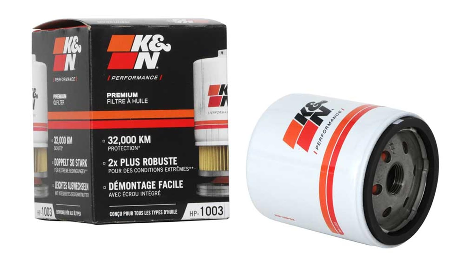 K&N Oil Filter: 20,000 Mile Engine Protection with Wrench Off Nut, HP-1003 | Com