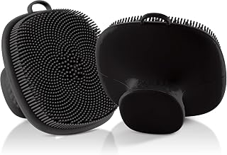 VWMYQ Silicone Face Scrubber for Men &amp; Women, Manual Waterproof Facial Cleansing Brush for Exfoliating‑Black