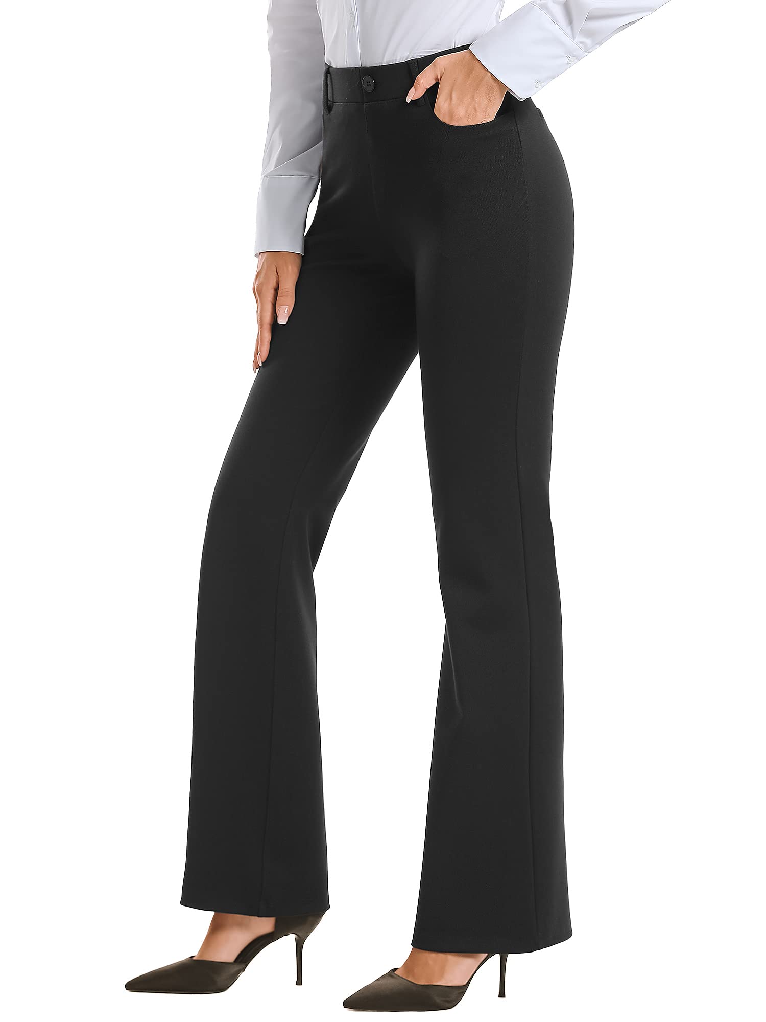 Stelle Womens Bootcut Stretch Dress Work Pants Slacks with Pockets Pull On
