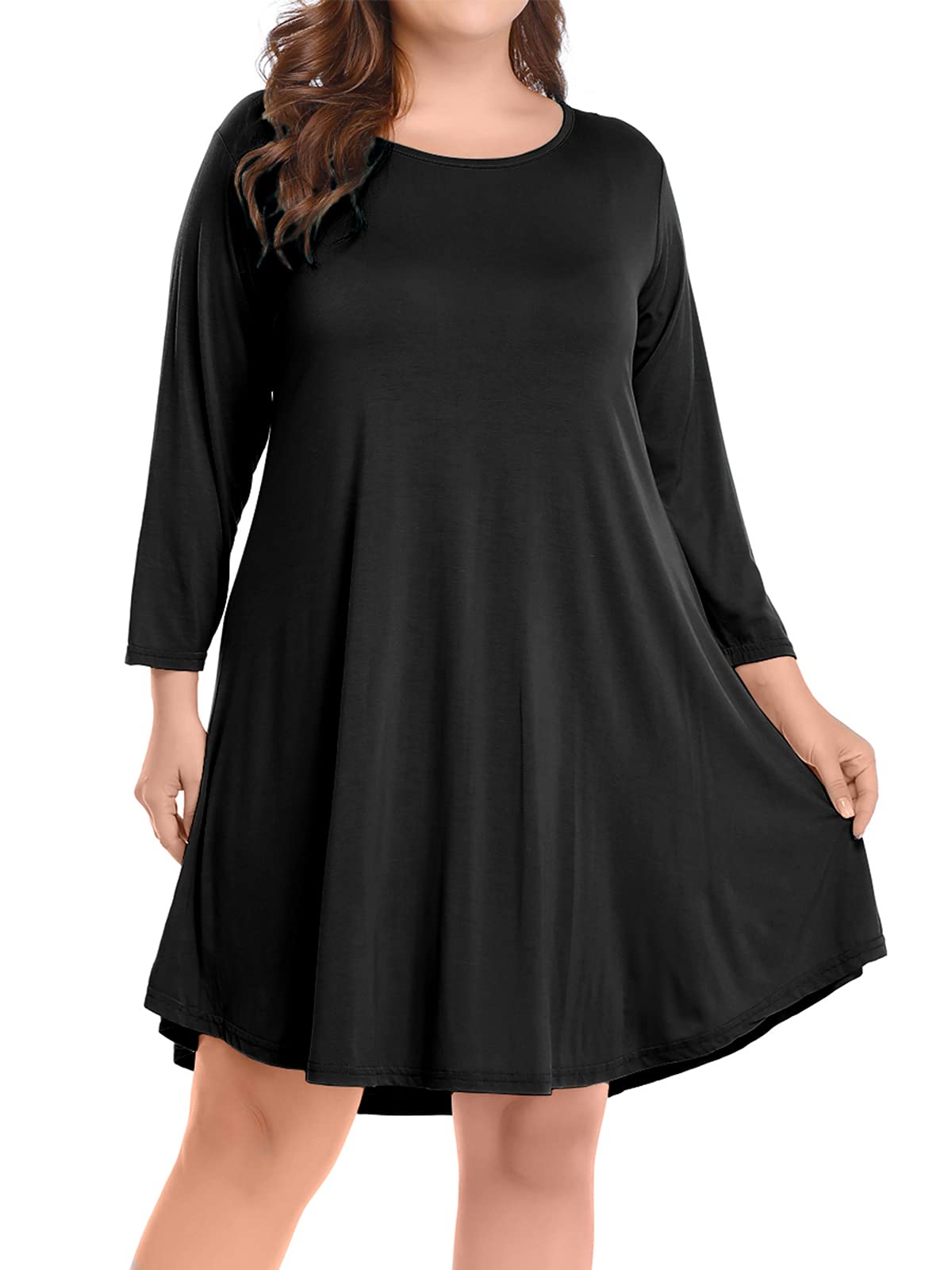 BELAROI Womens Plus Size Fall Dresses A-Line Swing 3/4 Sleeve