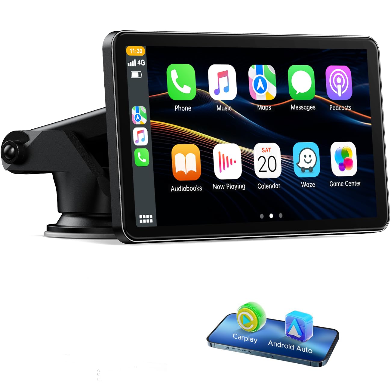 LAMTTO 7 inch Carplay Screen for Apple Carplay Android Auto Wireless, Mirror Lin