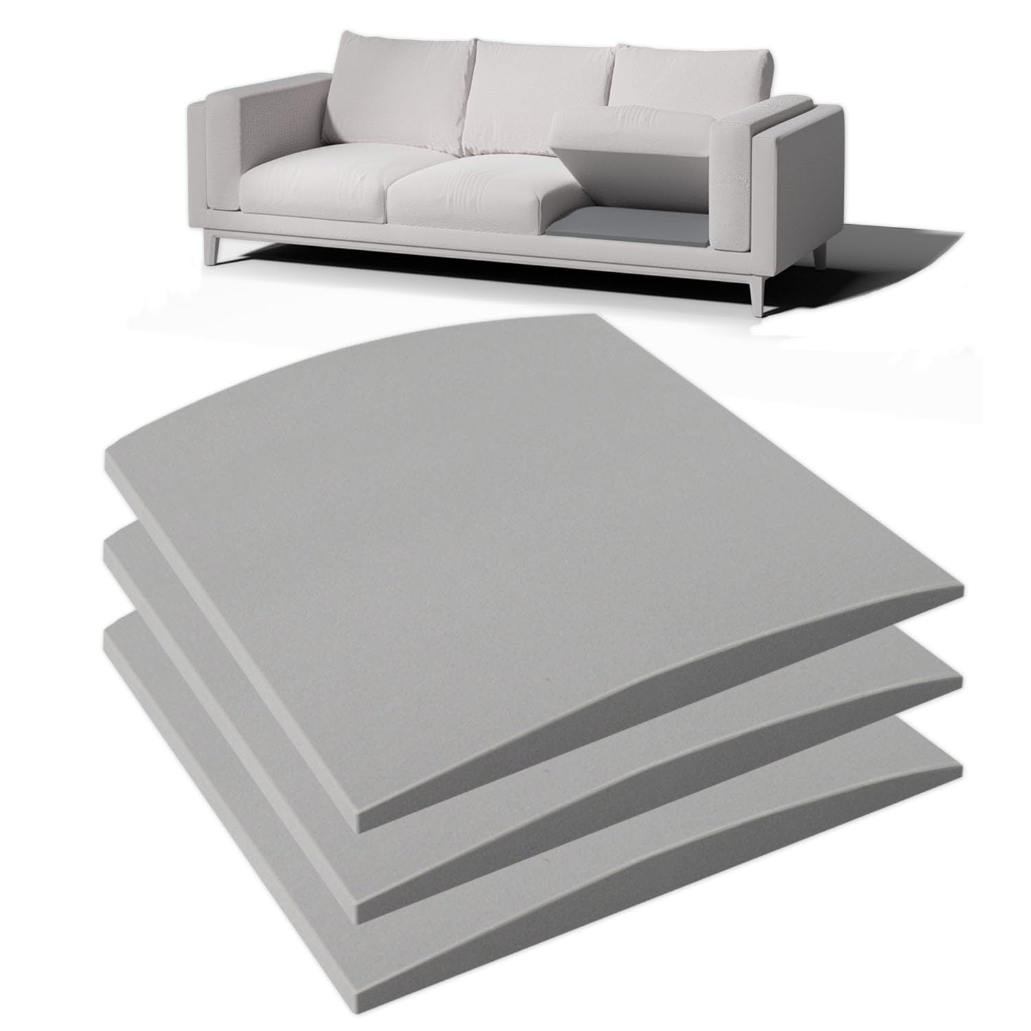 Spongiduits Couch Cushion Support for Sagging Seat, 20"x20"x2" 40D High Density 