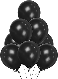 Black Balloons 10 Pack, Large 12 Inch Thick Latex Biodegradable Helium Party Balloons for Birthday, Wedding, Baby Shower, Valentine's Day Events Decoration for Balloon Arch Garland