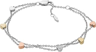 Fossil Bracciale da donna in acciaio inossidabile con chiusura a moschettone a doppia catena