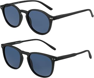 ZENOTTIC 2 Pack Polarised Sunglasses Womens Mens Retro Vintage Round and Square Sun Glasses with UV400 Protection Unisex