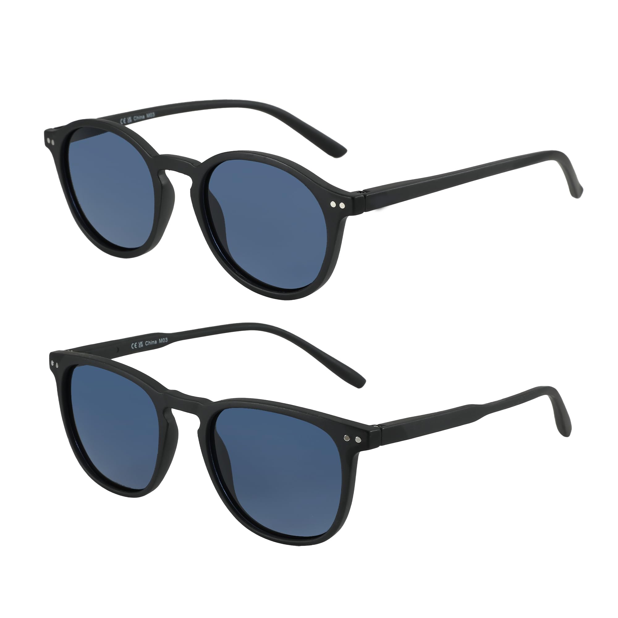 ZENOTTIC 2 Pack Polarised Sunglasses Womens Mens Retro Vintage Round and Square 