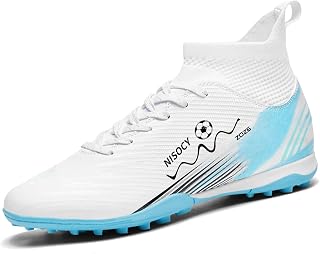 NISOCY Soccer Shoes for Mens Womens Professional Cleats High-Top Athletic Turf Football Shoe Outdoor/Indoor Professional Futsal Football Training Sneaker