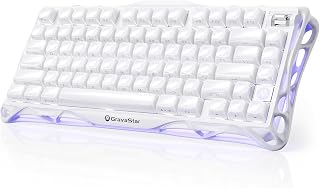 GravaStar Mercury K1 75% Wireless Mechanical Keyboard, Aluminum Alloy Exoskeleton Design Mechanical Gaming Keyboard, Gasket Hot-Swap Socket, Linear Switches, RGB Backlit - Opaline White