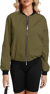 Women's Bomber Jacket Lightweight Casual Windbreaker with Pockets S-3XL