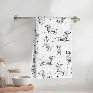 Dachshund Kitchen Towels 13 x 23 in Absorbent Microfiber Tea Towel Decorative Honeycomb Tea Towel for Kitchen Home Bathroom Gifts for Dog Lovers
