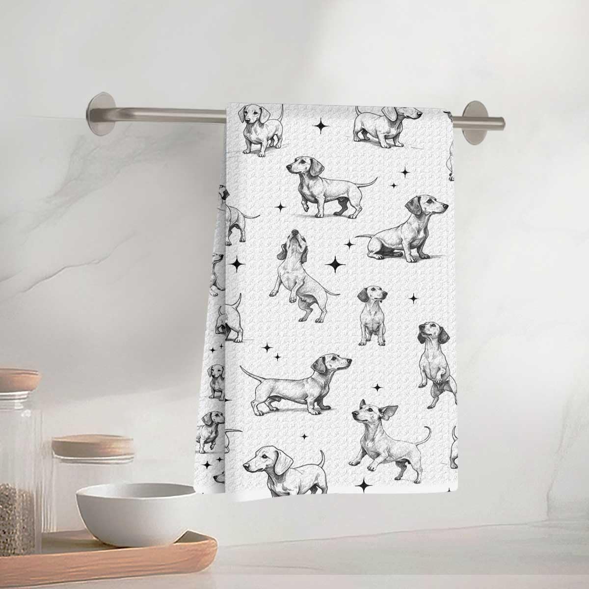 Dachshund Kitchen Towels 13 x 23 in Absorbent Microfiber Tea Towel Decorative Ho