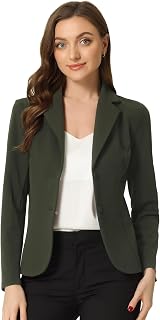 Allegra K Women's Blazer Elegant Long Sleeve Lapel Collar Button Down Business Jacket