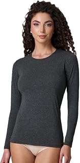 JADEA Women's Long Sleeve Crew Neck Stretch Cotton Underjacket