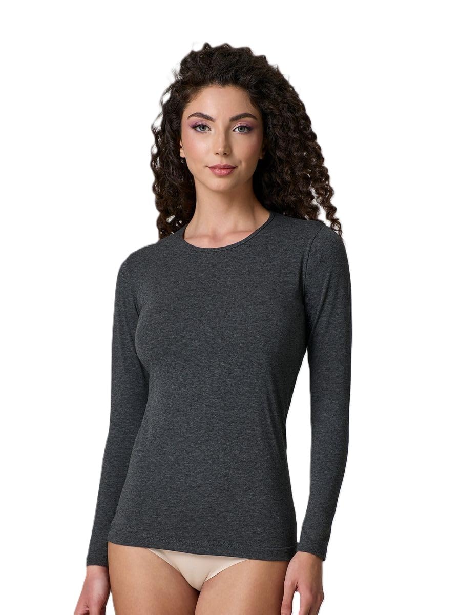 JADEA Women's Long Sleeve Crew Neck Stretch Cotton Underjacket