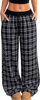 Women's Plaid Sweatpants Loose Fit Drawstring Sweatpants
