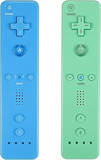 Yosikr Remote Controller for Wii/Wii U, with Silicone Case and Wrist Strap (2 Pack, Green and Blue)