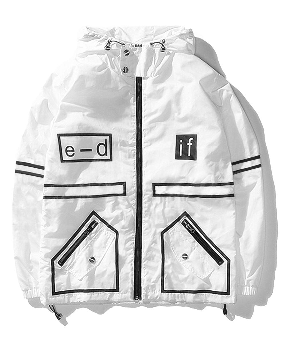 AITFINEISM Men's Lightweight Windproof Jacket with Drawstring and Zipper - - XX-