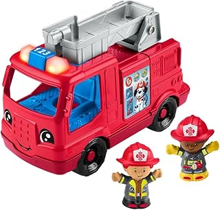Fisher-Price Little People Fire Truck Toddler Toy | Push-Along Vehicle, Lights, Music & Sounds, 2 Figures, Preschool Kids Ages 1+ Years