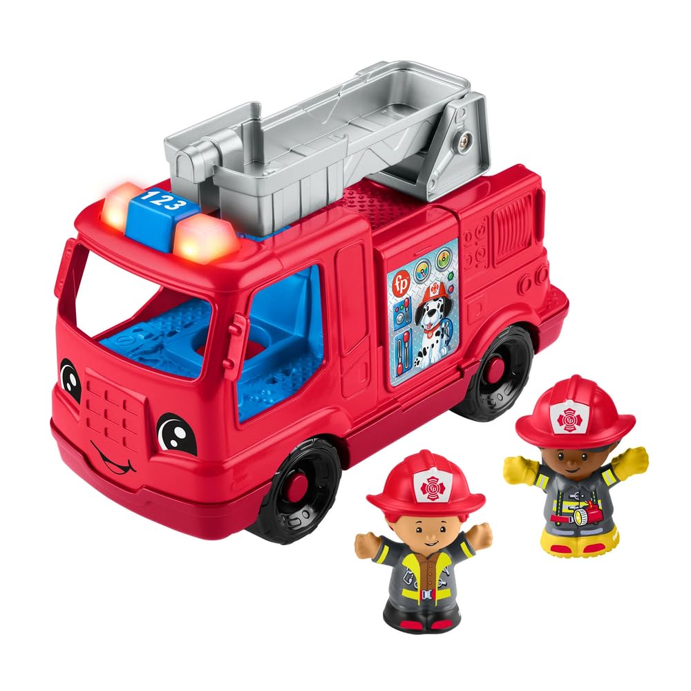 Fisher-Price Little People Fire Truck Toddler Toy | Push-Along Vehicle, Lights, 