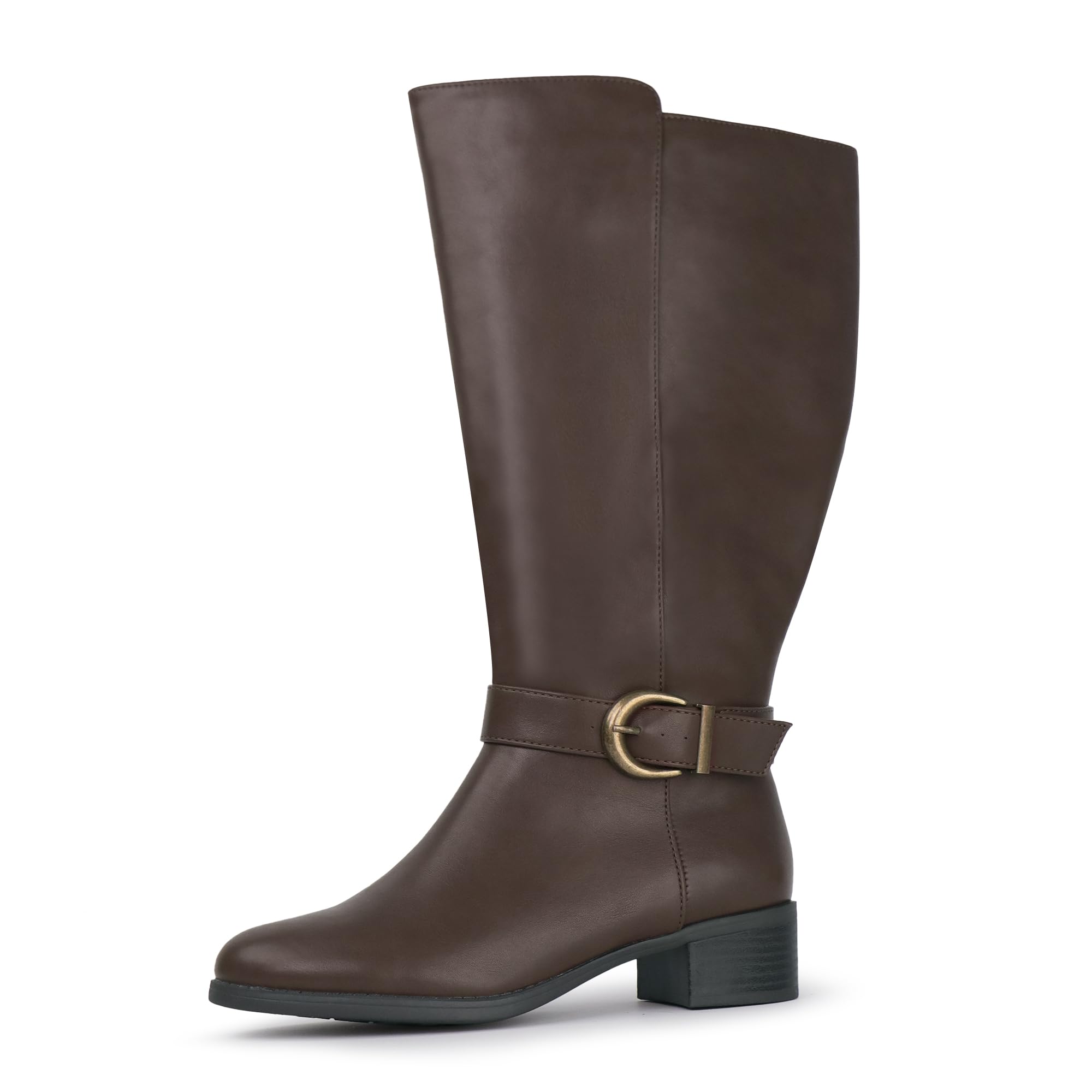 Hawkwell Women's Extra Wide Calf Pull On Side Zipper Knee High Boots