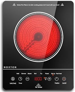 Noxton Portable Ceramic Hob with 13amp Plug, Pulg in Electric Hob with 4-Hour Timer, 9 Power Levels Up to 2000W, 8 Pre-set Functions Touch Sensor Control, Safety Lock