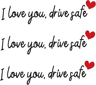 Gosknor 3pcs I Love You Drive Safe Mirror Sticker (Black) | Sweet Car Decals, Cute Rear View Mirror Stickers for Women Her Him Funny Gifts