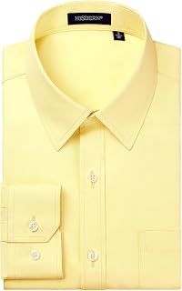 HISDERN Men's Formal Dress Shirt Cotton Long Sleeve Solid Button Down Shirts for Men