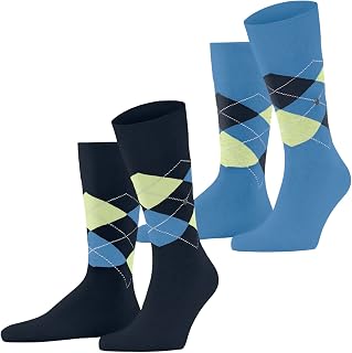 Burlington Men's Everyday Argyle Socks Opaque Cotton, Artificial Fibre
